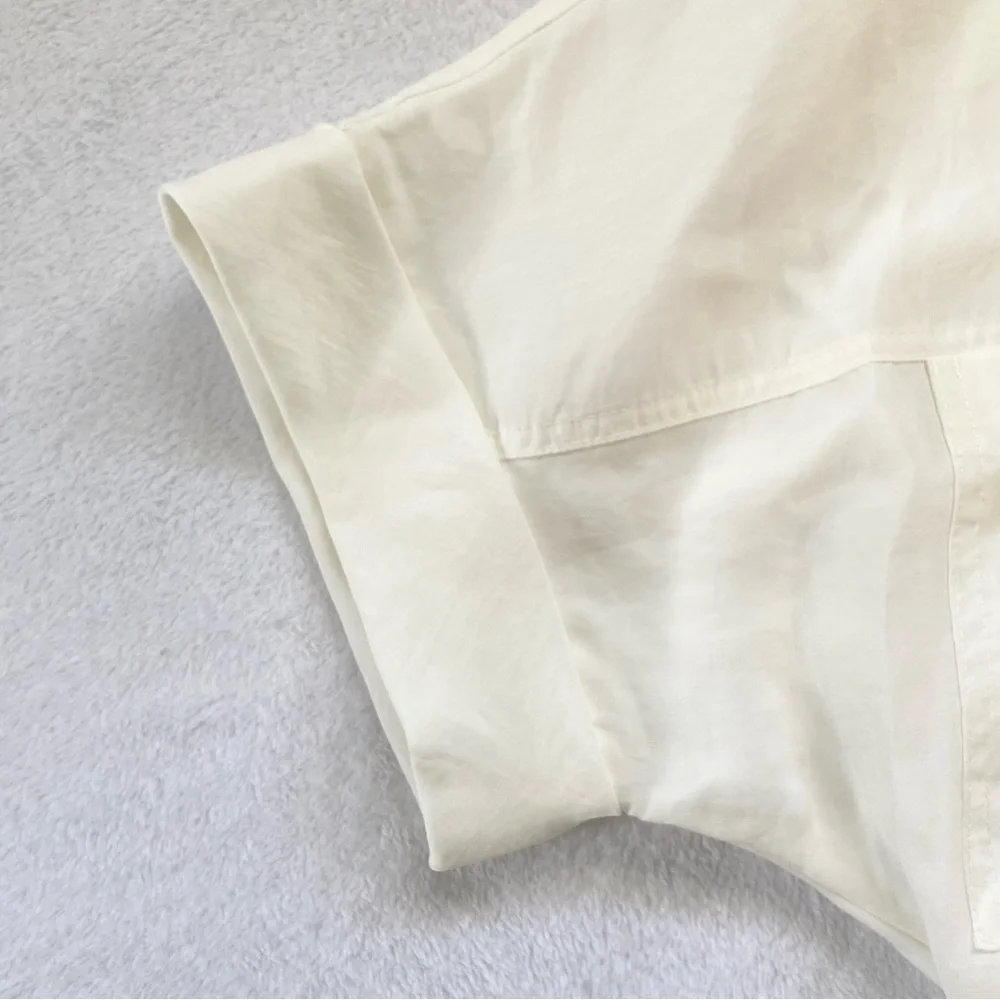 Zara • NWT Ivory Short Sleeve Button Up A-Line Shirt Dress